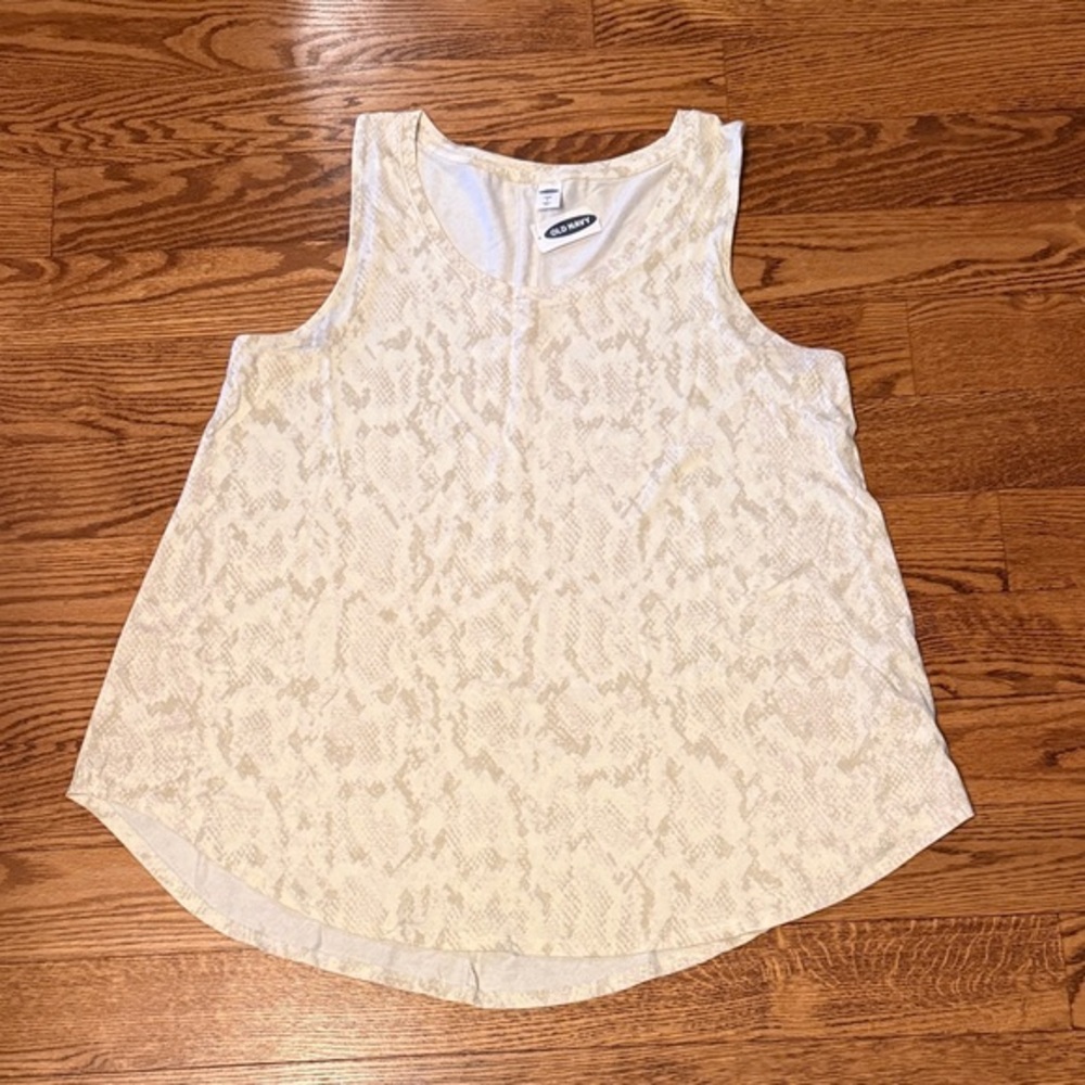 Old Navy Women's Cream Patterned Tank Top